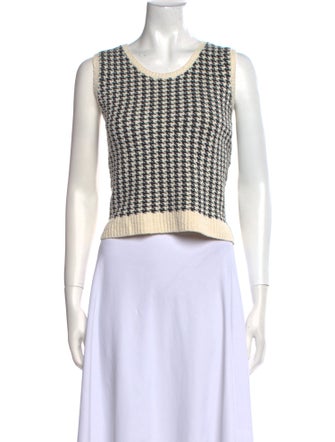 Christian Dior Striped Scoop Neck Crop Top