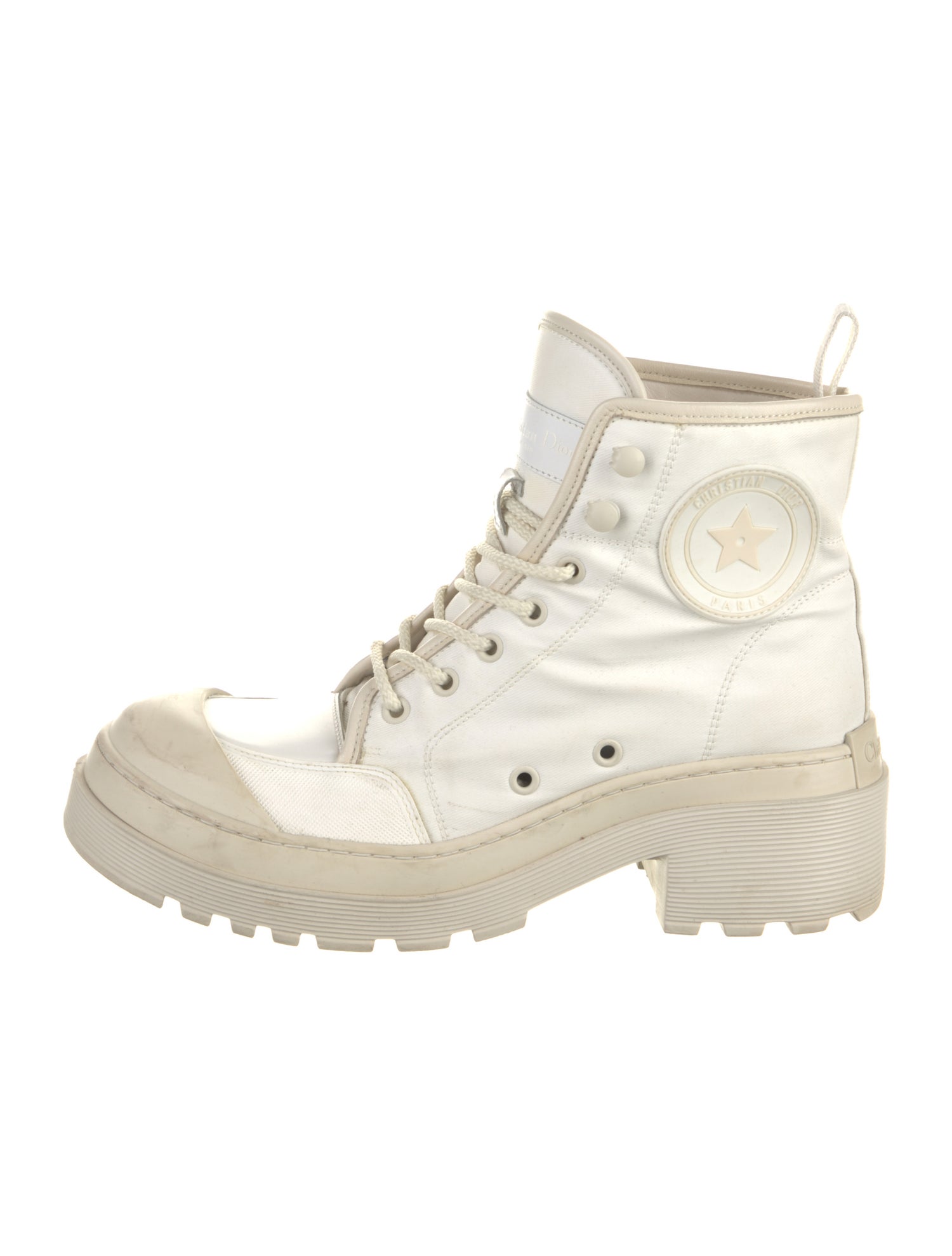 Christian Dior Canvas Whipstitch Trim Combat Boots
