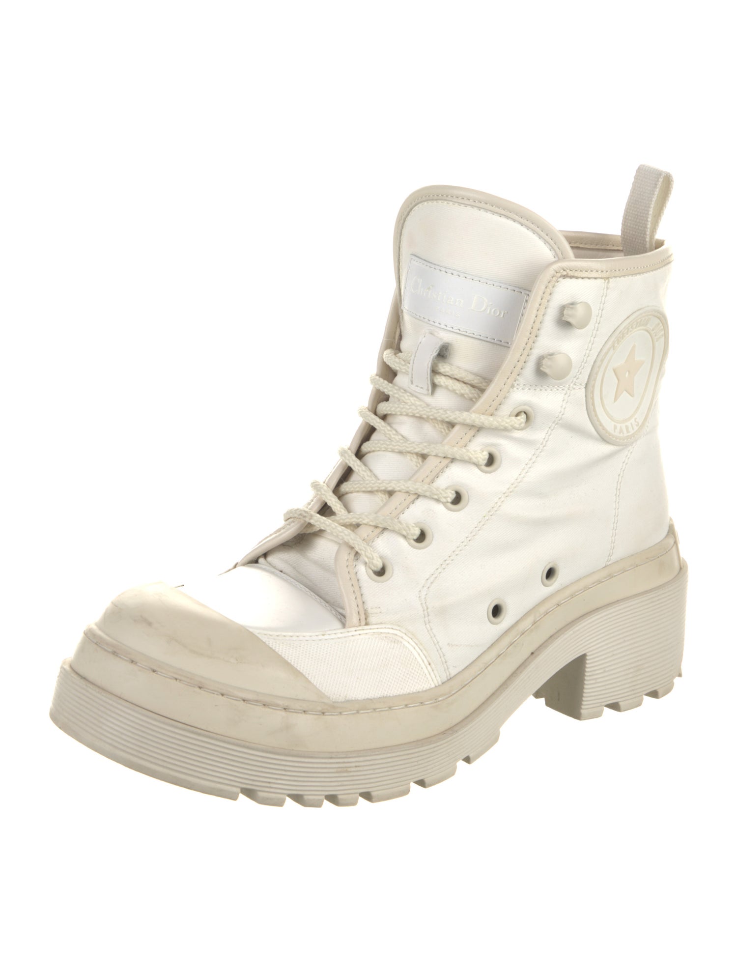 Christian Dior Canvas Whipstitch Trim Combat Boots