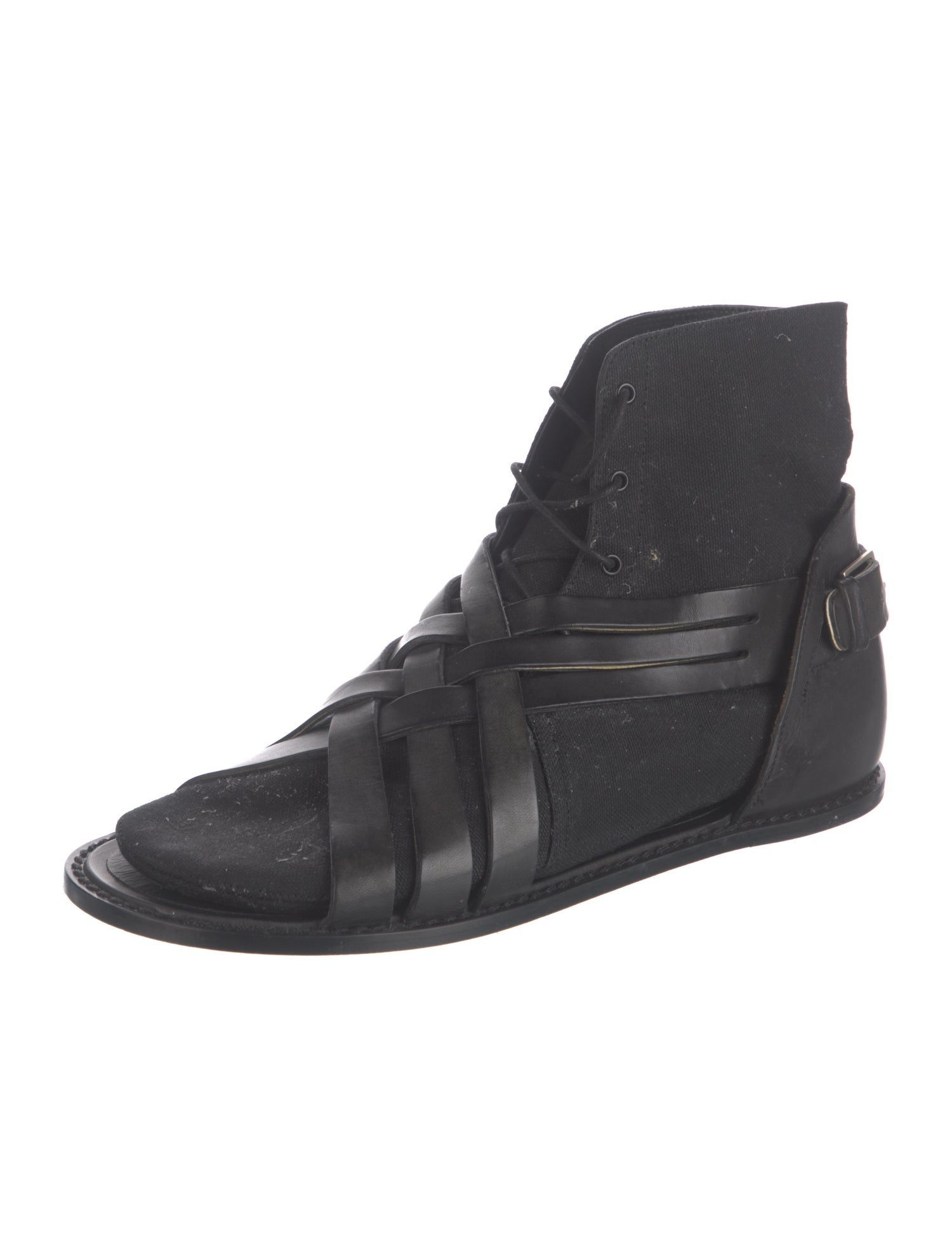 Dior Homme Canvas Leather Trim Embellishment Boots