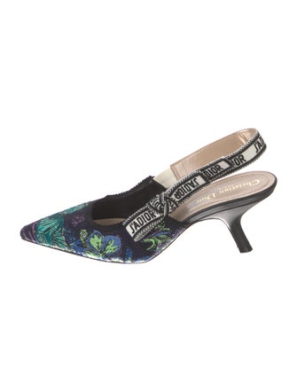 Christian Dior Canvas Floral Print Slingback Pumps