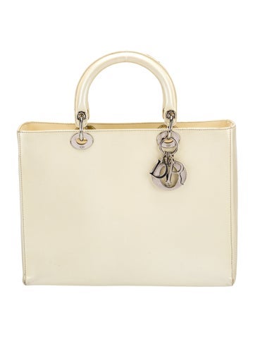 Christian Dior Handle Bags Patent Leather Lady Medium Vintage