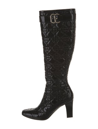 Christian Dior Cannage Pattern Patent Leather Boots