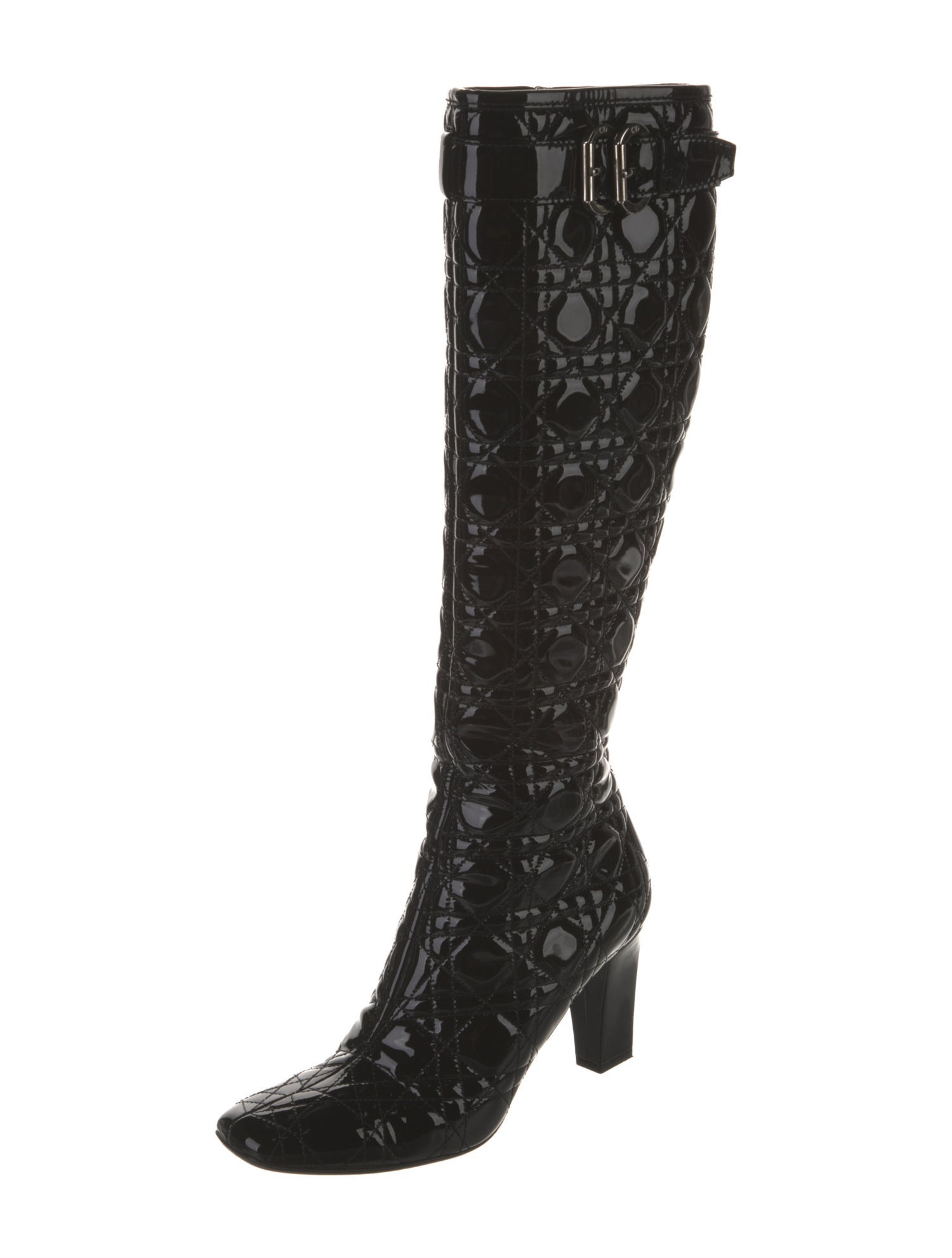 Christian Dior Cannage Pattern Patent Leather Boots