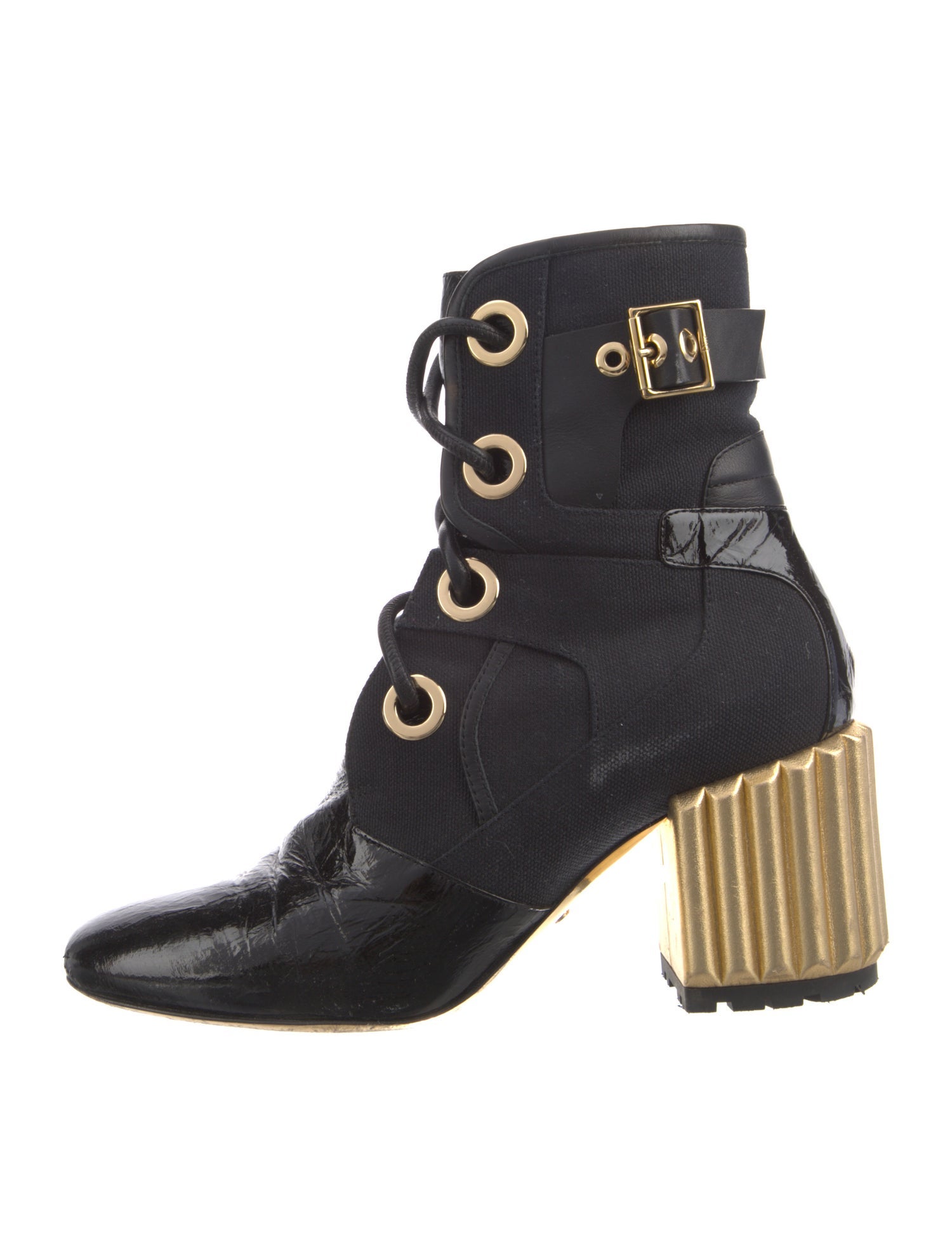 Christian Dior Canvas Lace-Up Boots