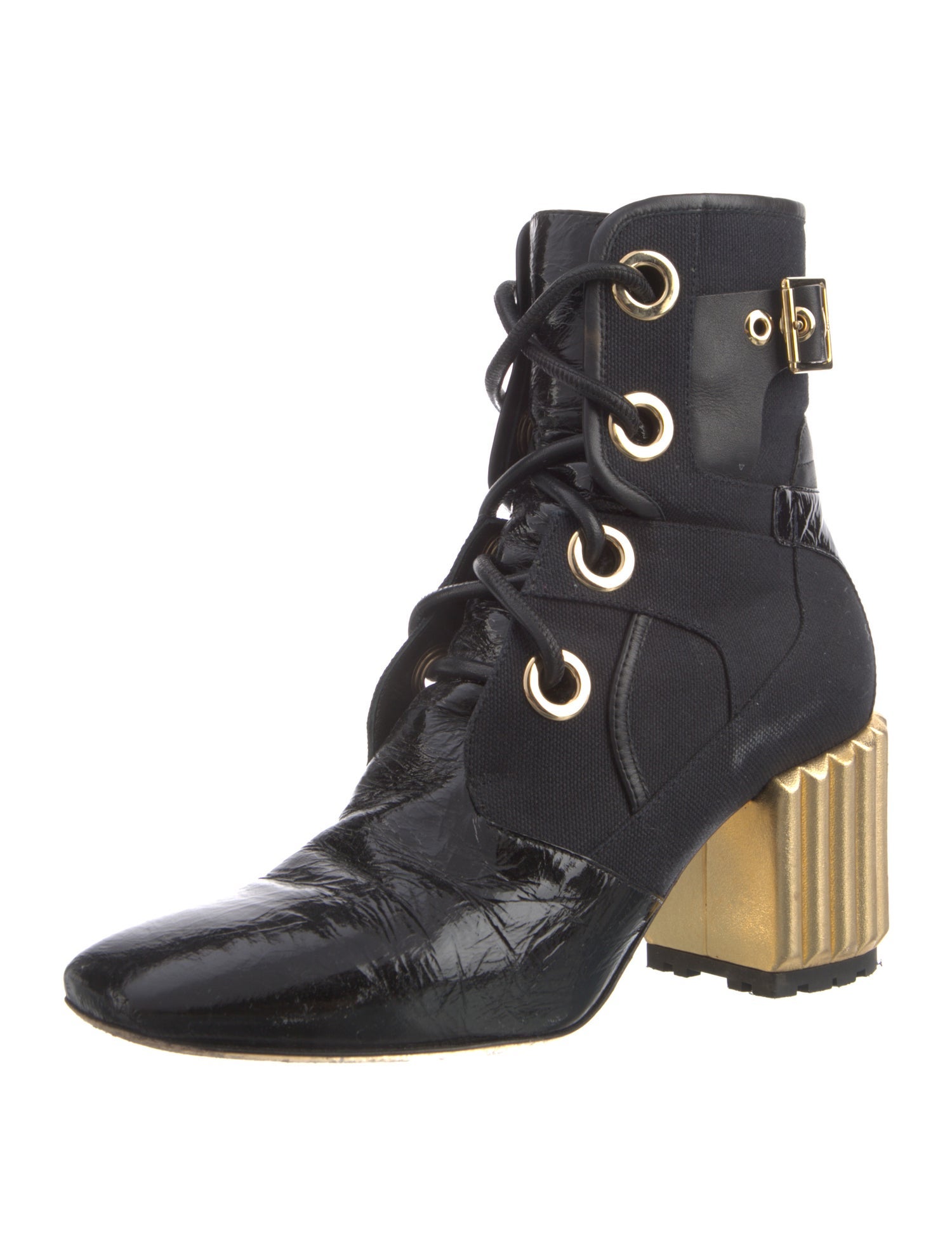 Christian Dior Canvas Lace-Up Boots
