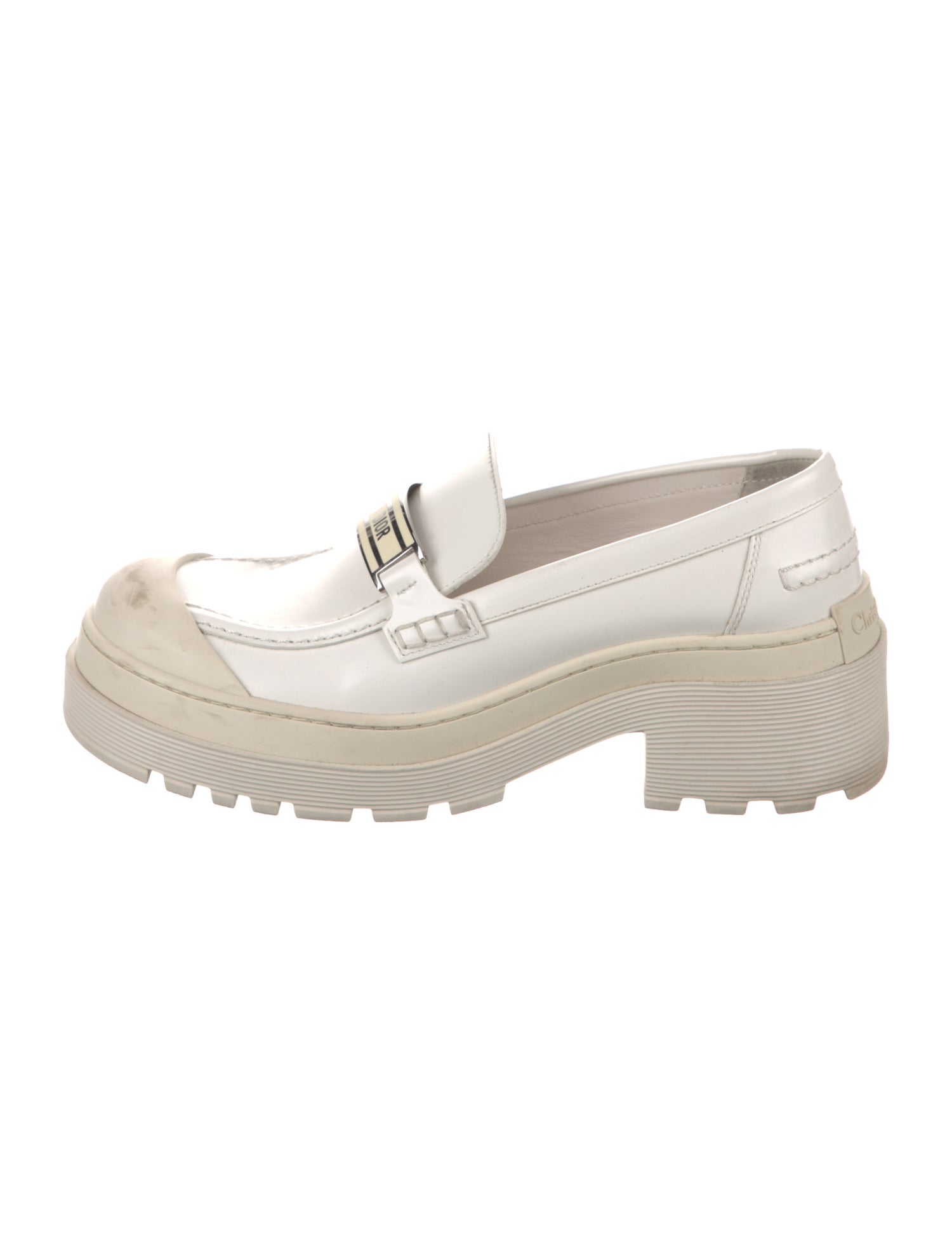 Christian Dior Leather Whipstitch Trim Loafers
