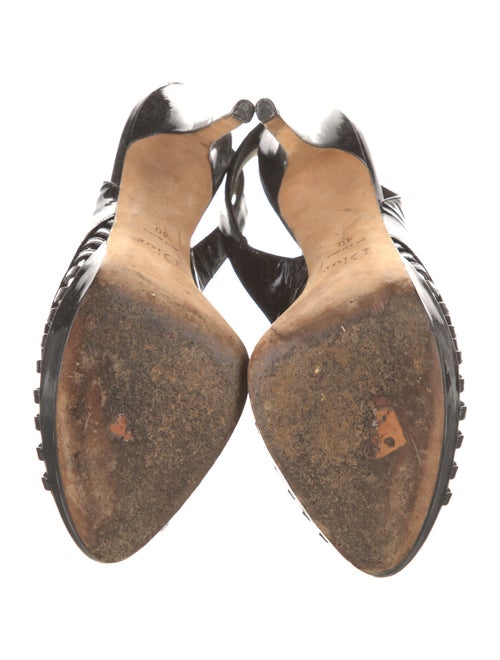 Christian Dior Patent Leather Cutout Accent Slingback Sandals