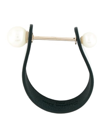 Christian Dior Faux Pearl & Leather 'Perle' Wrap Bracelet