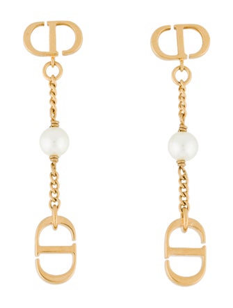 Christian Dior Faux Pearl Tribales Dangle Earrings