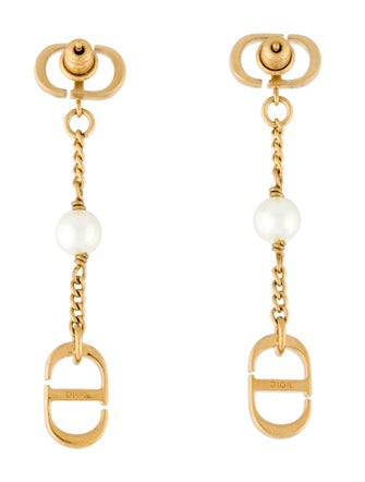 Christian Dior Faux Pearl Tribales Dangle Earrings