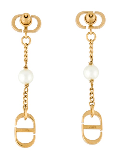 Christian Dior Faux Pearl Tribales Dangle Earrings