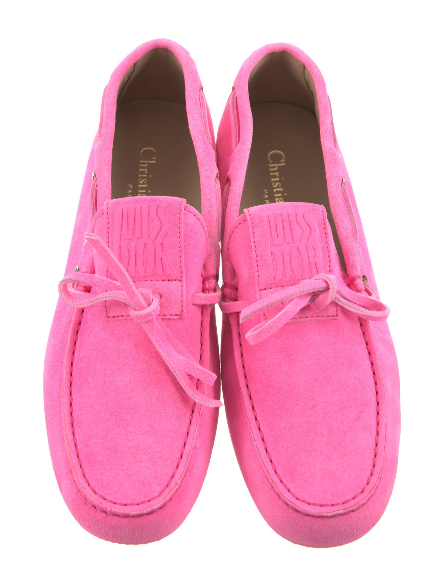 Christian Dior Suede Bow Accents Moccasins