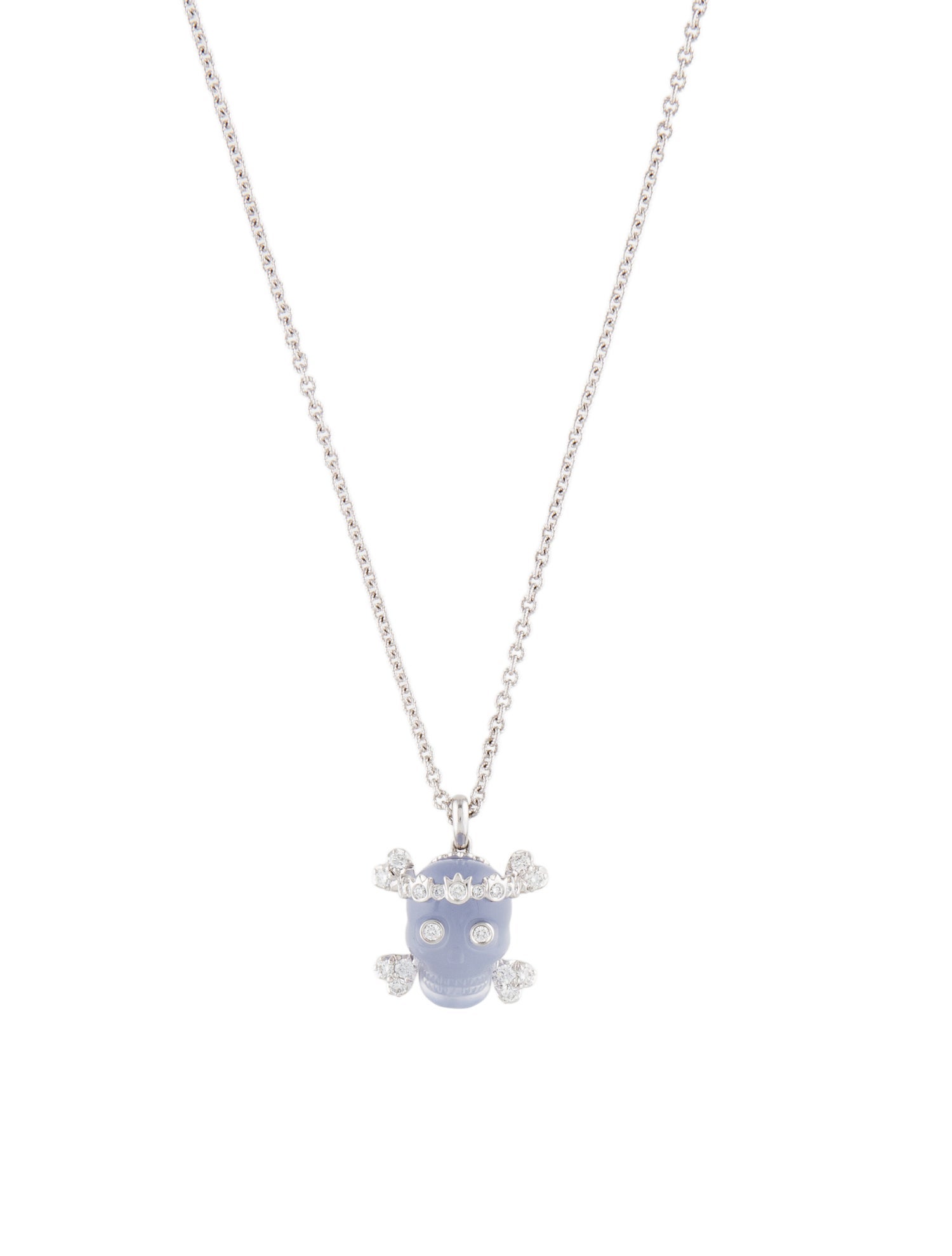 Christian Dior 18K Chalcedony & Diamond Tete de Mort Necklace