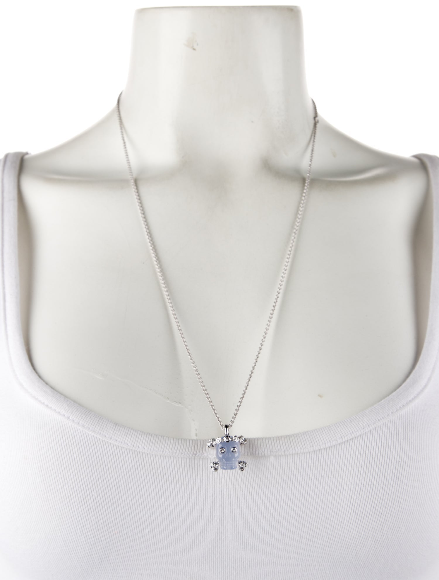 Christian Dior 18K Chalcedony & Diamond Tete de Mort Necklace