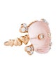 Christian Dior 18K Rose Quartz & Diamond Tete de Mort Ring