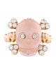 Christian Dior 18K Rose Quartz & Diamond Tete de Mort Ring