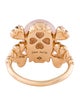 Christian Dior 18K Rose Quartz & Diamond Tete de Mort Ring