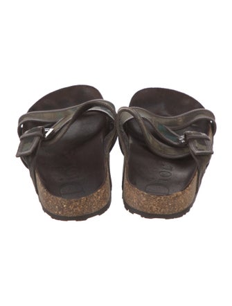 Christian Dior Leather Trim Embellishment Slides