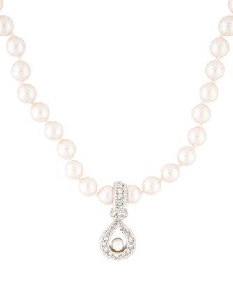 Christian Dior Vintage Faux Pearl & Crystal Pendant Necklace
