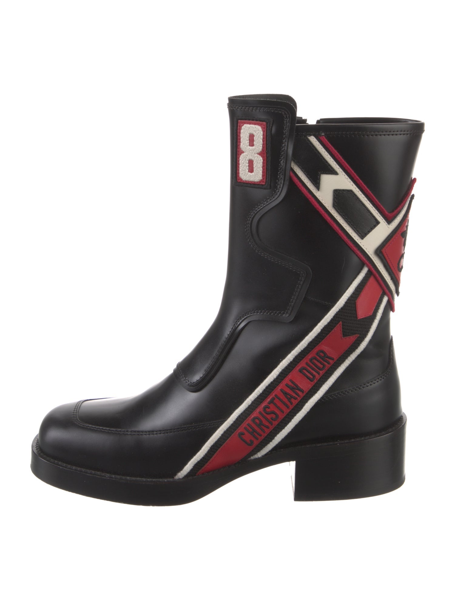 Christian Dior Bee Accent Leather Rain Boots