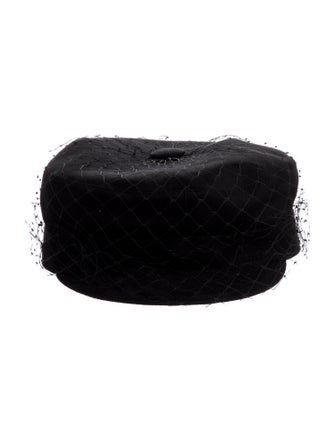 Christian Dior Solid Mesh-Trimmed Newsboy Cap