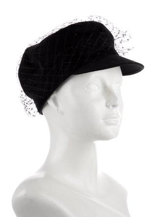 Christian Dior Solid Mesh-Trimmed Newsboy Cap