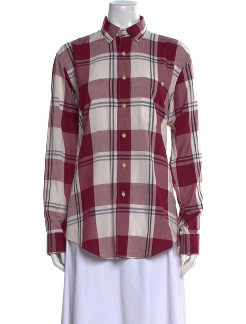 Christian Dior Plaid Print Long Sleeve Button-Up Top