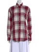 Christian Dior Plaid Print Long Sleeve Button-Up Top