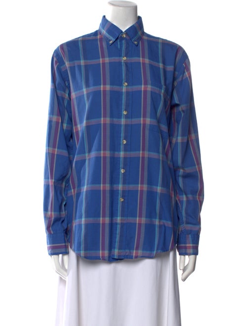 Christian Dior Plaid Print Long Sleeve Button-Up Top