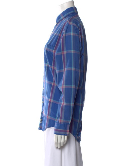 Christian Dior Plaid Print Long Sleeve Button-Up Top