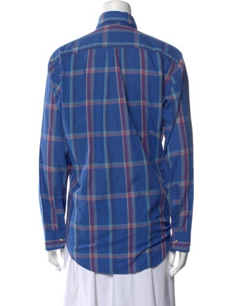 Christian Dior Plaid Print Long Sleeve Button-Up Top