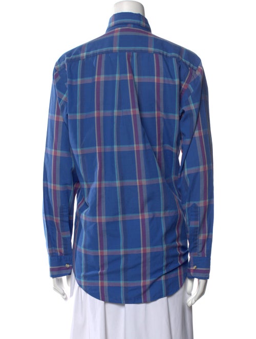 Christian Dior Plaid Print Long Sleeve Button-Up Top