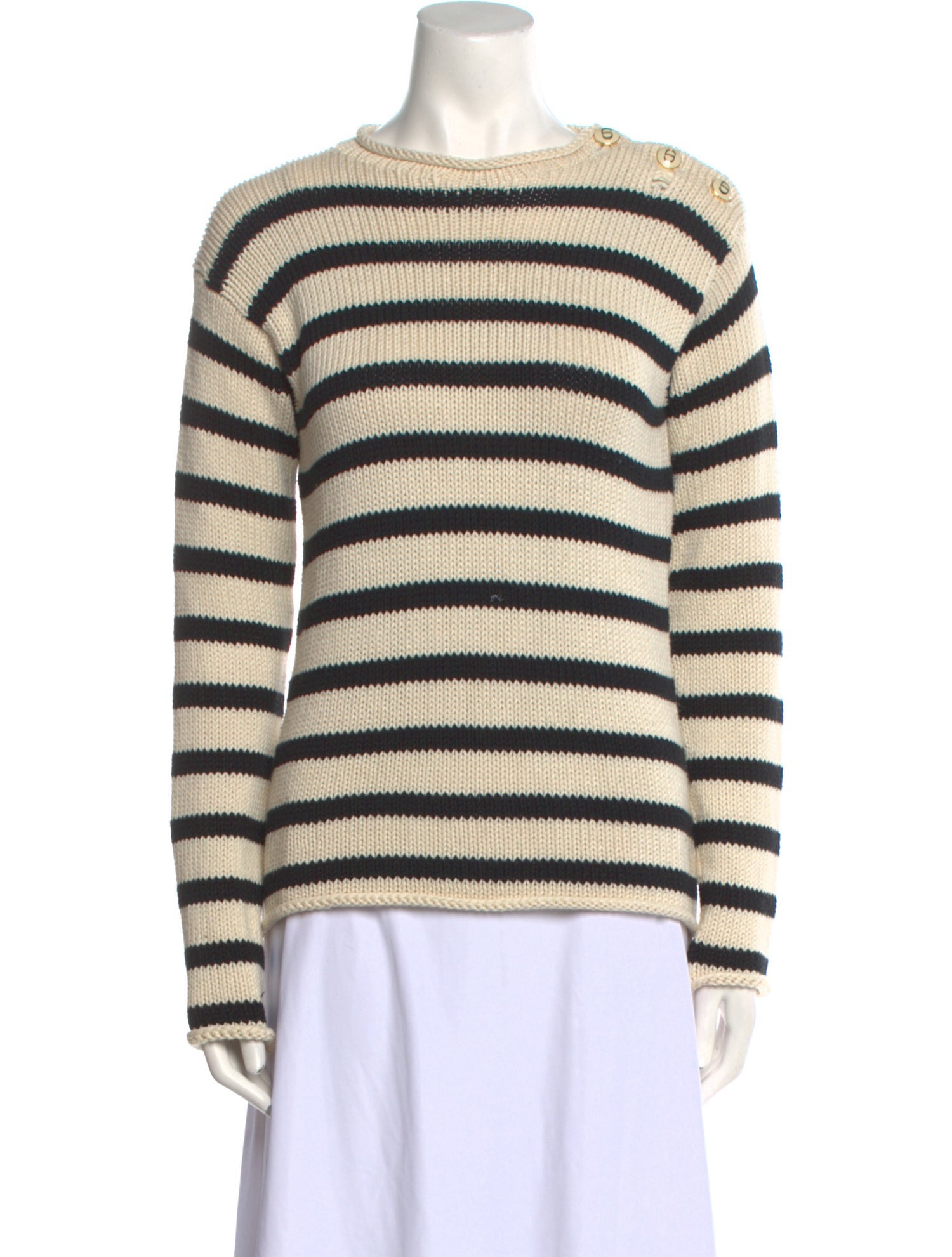Christian Dior Striped Bateau Neckline Sweater