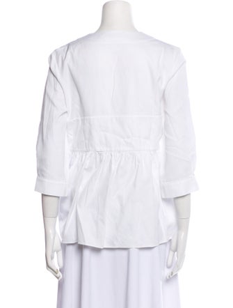 Christian Dior V-Neck Three-Quarter Sleeve Blouse