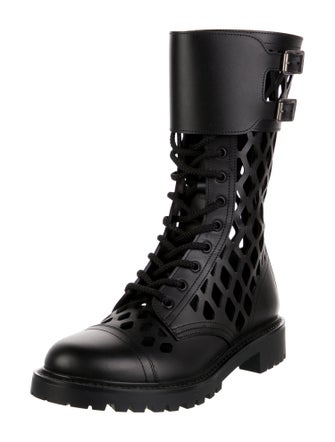 Christian Dior Leather Printed Combat Boots