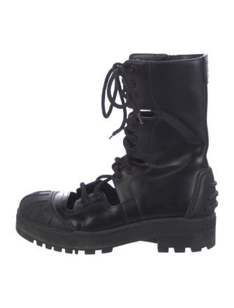 Christian Dior Bee Accent Leather Combat Boots