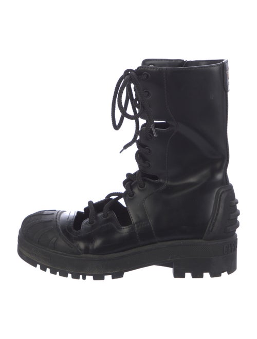 Christian Dior Bee Accent Leather Combat Boots