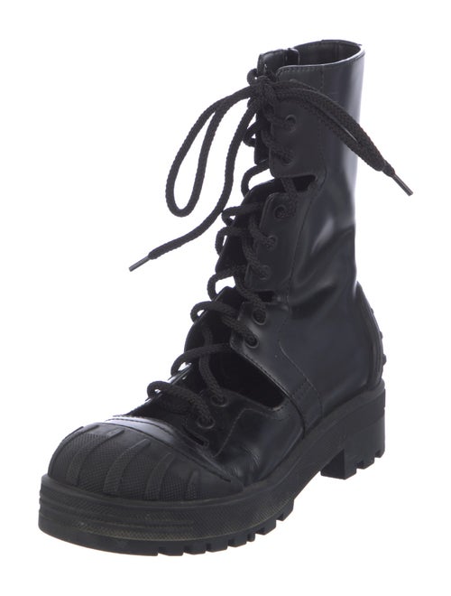 Christian Dior Bee Accent Leather Combat Boots