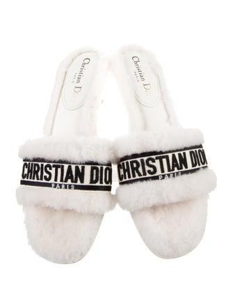 Christian Dior Shearling Printed Slides