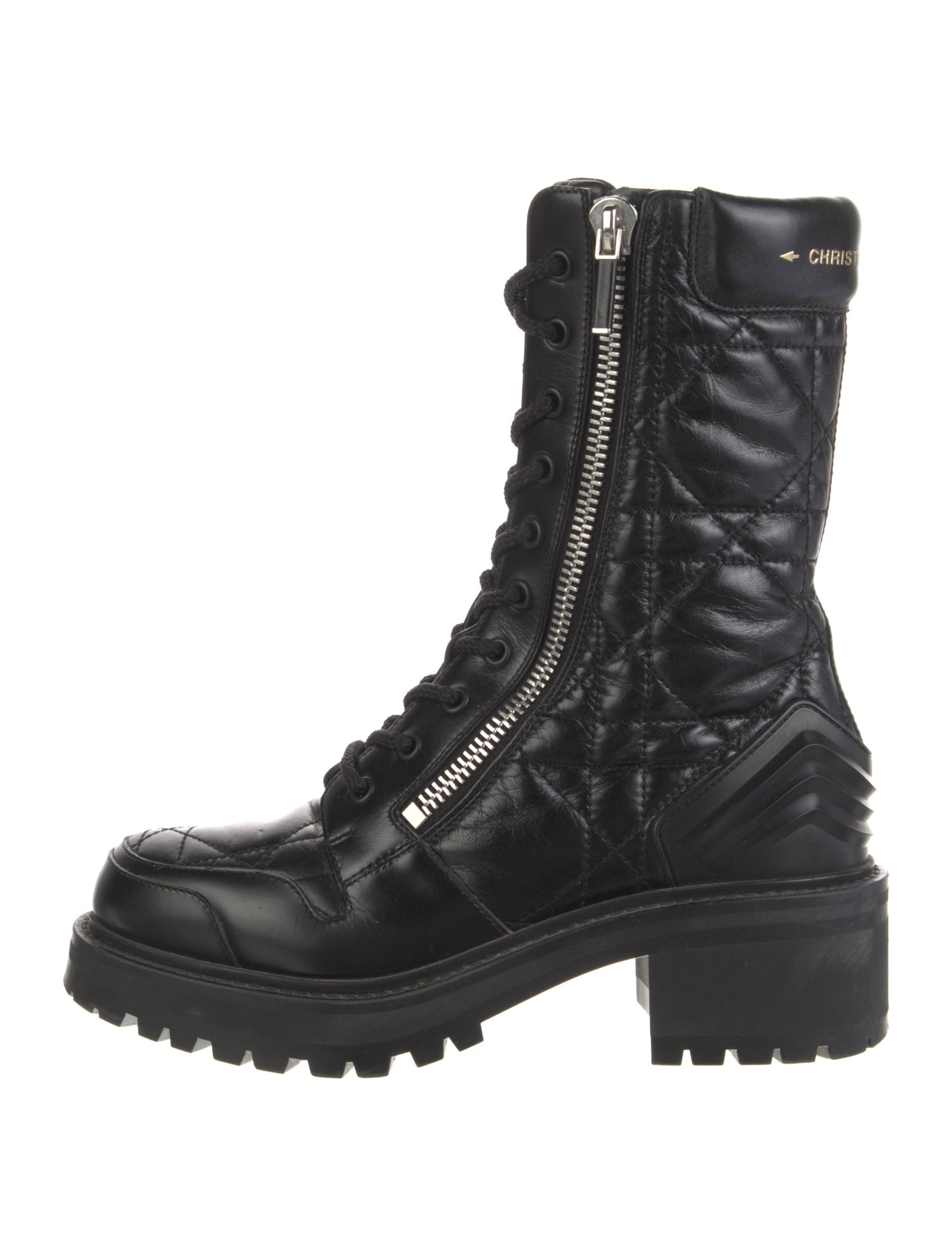 Christian Dior Cannage Pattern Leather Combat Boots