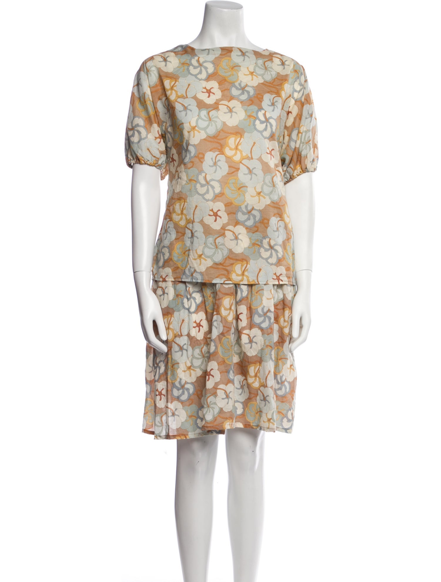 Christian Dior Vintage Floral Print Skirt Set