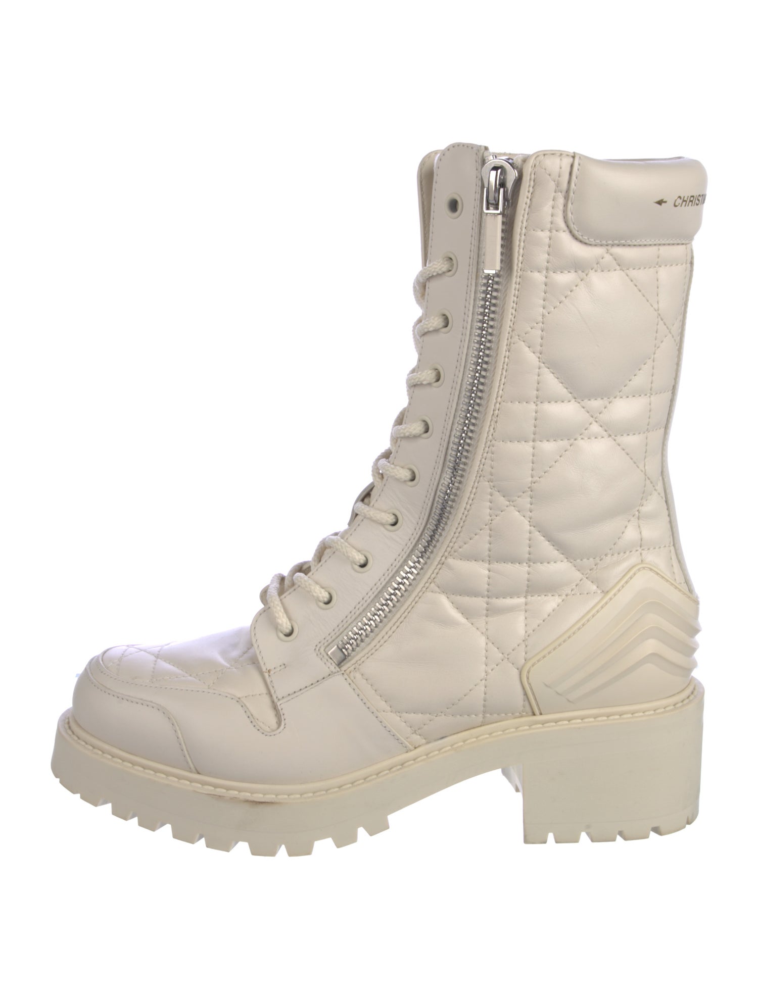 Christian Dior Cannage Pattern Leather Combat Boots