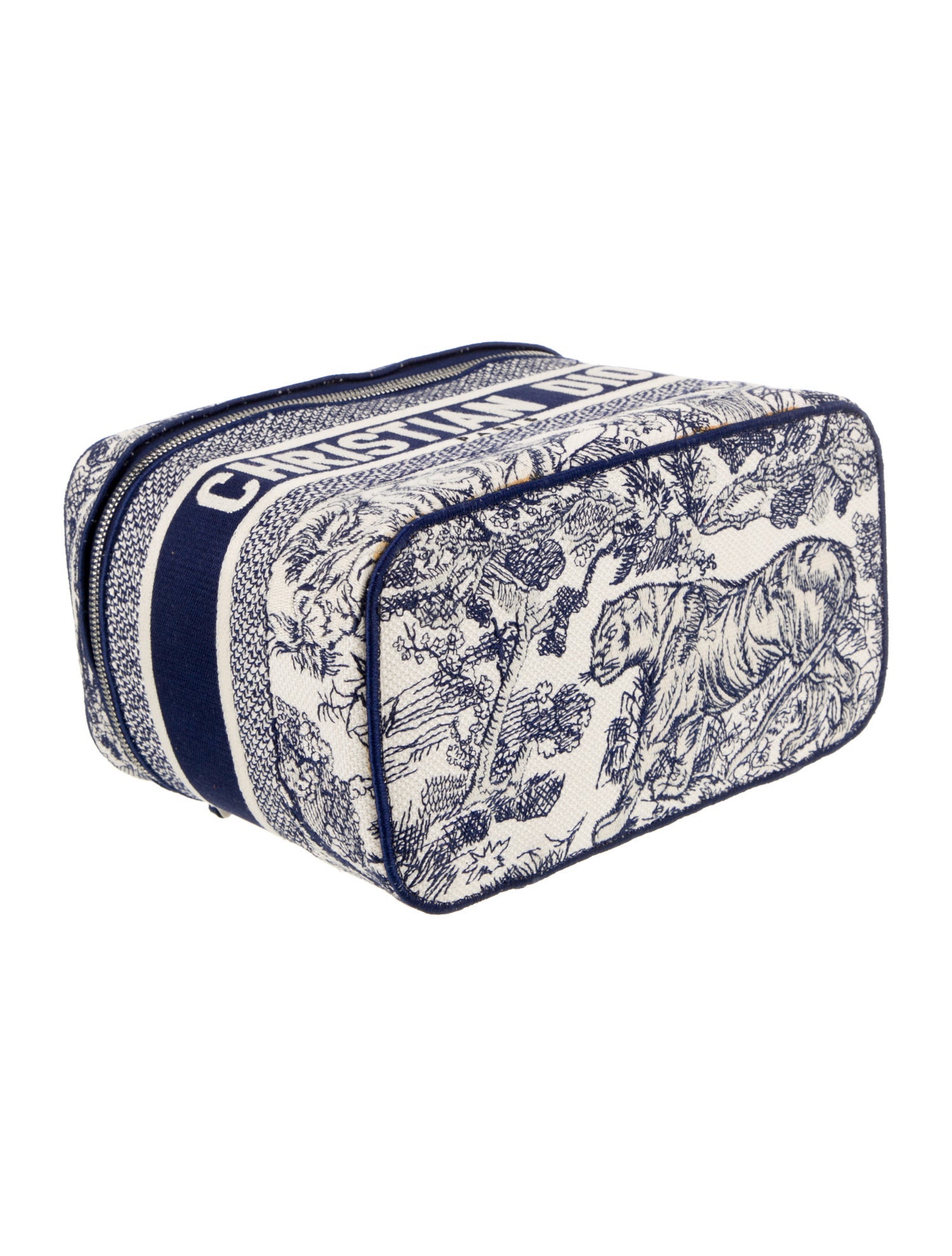 Christian Dior Toile De Jouy Diortravel Vanity Case - Blue
