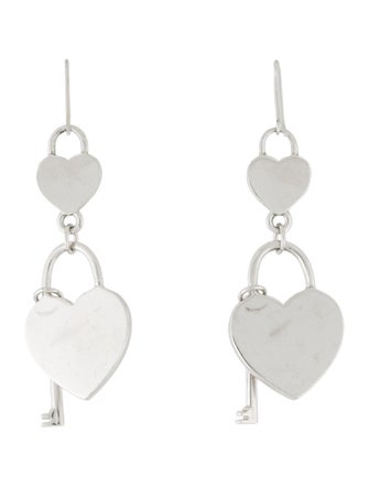 Christian Dior Heart Lock & Key Drop Earrings