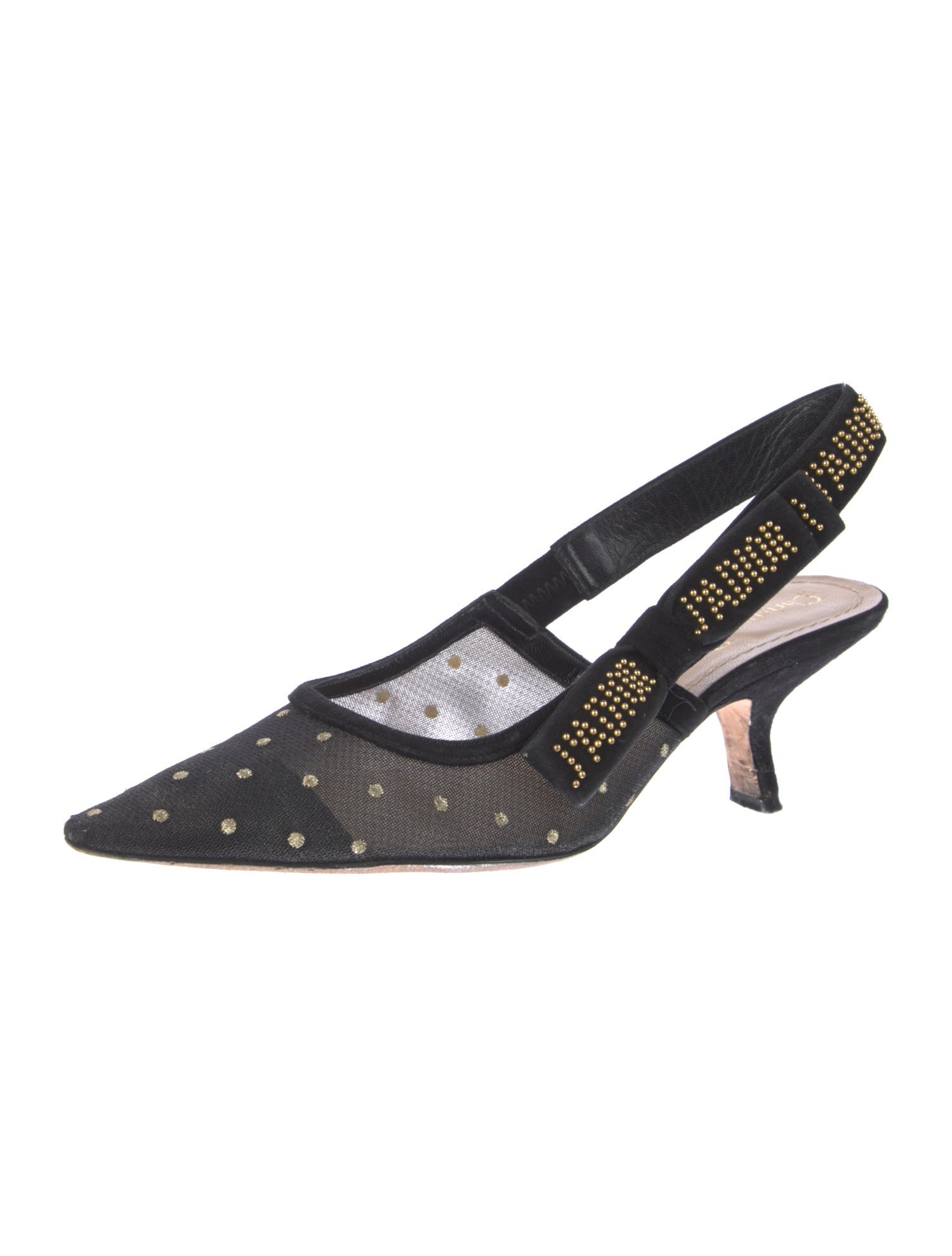 Christian Dior Mesh Graphic Print Slingback Pumps