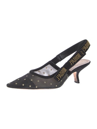 Christian Dior Mesh Graphic Print Slingback Pumps