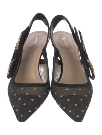 Christian Dior Mesh Graphic Print Slingback Pumps