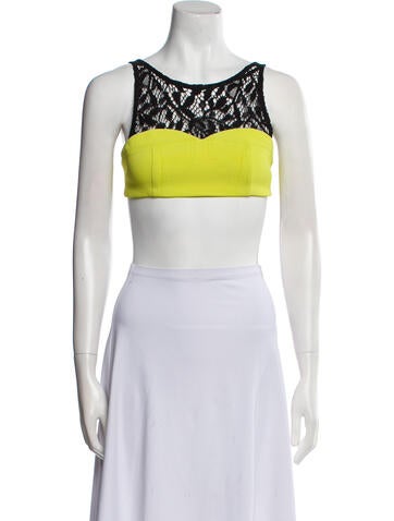 Christian Dior Tops Lace Pattern Scoop Neck Crop Top Us4, Fr36 | S