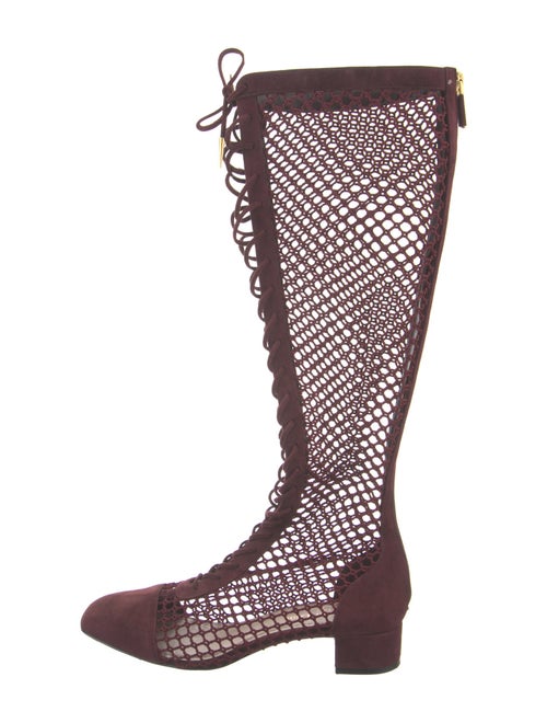 Christian Dior Mesh Mesh Accents Lace-Up Boots
